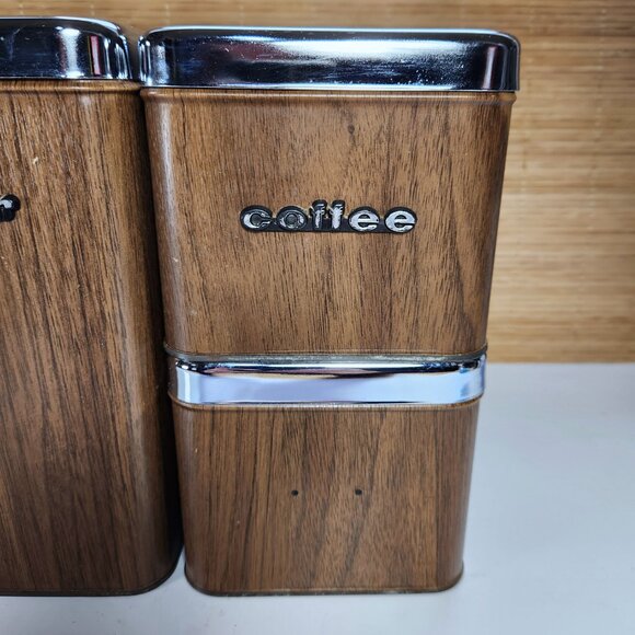 The Queen Line Tin Canister Set of 4 Brown Containers by A.R. Lite Mid Century - Picture 5 of 11